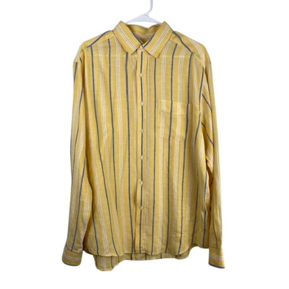 J. McLaughlin women's yellow & blue linen, lightweight shirt